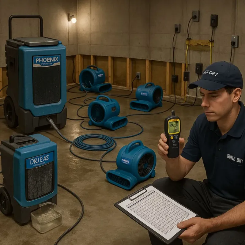 Structural Drying and Dehumidification process in University Center, VA